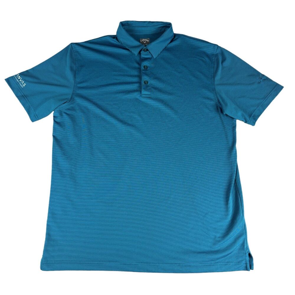 Callaway Polo Shirt Men’s Large Blue Short Sleeve Opti-Dri Golf Preppy Outdoor